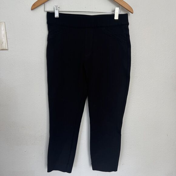 Spanx Womens Black Faux Pockets Capri Cropped Pull On Legging Pants M/PT - Picture 1 of 12